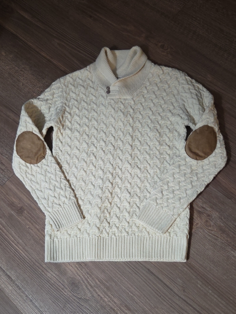 Boys Cable Knit Sweater with Elbow Patches